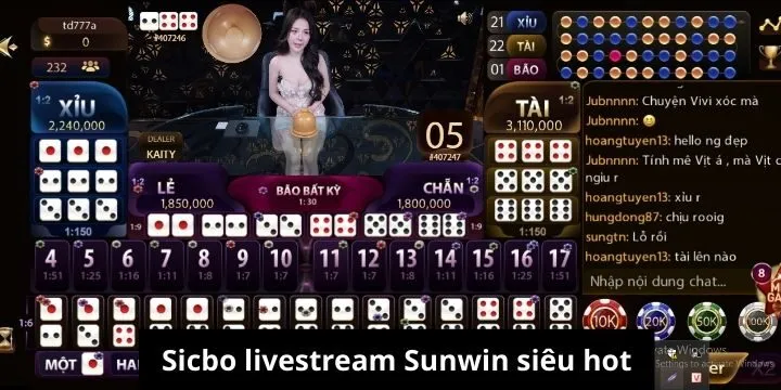 Sicbo livestream Sunwin là trò chơi lôi cuốn nhất Châu Á 
